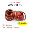 10pcs VMQ en silicone rouge O Anneau CS 5 mm d'épaisseur Grade alimentaire Affonche étanche Isularée Rond O Point de joint de forme,ID 40mm OD 50mm #1