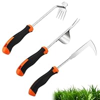 Newofview 3 Stück Unkrautstecher Edelstahl,Manueller Unkraut Entferner Gerät,Unkrautjäter mit Griff,Multifunktionaler Unkrautziehwerkzeug,Gartenwerkzeug zum Graben Jäten Umpflanzen Bodenlockern