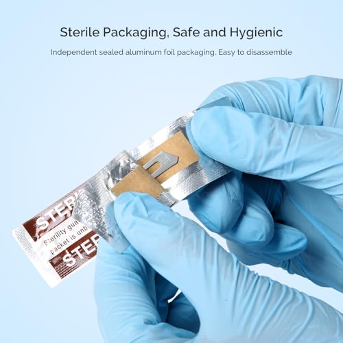 Image of JMU 100pcs Sterile Surgical Blades #12, Disposable Stainless Steel Scalpel Blades, Individually Foil Wrapped
