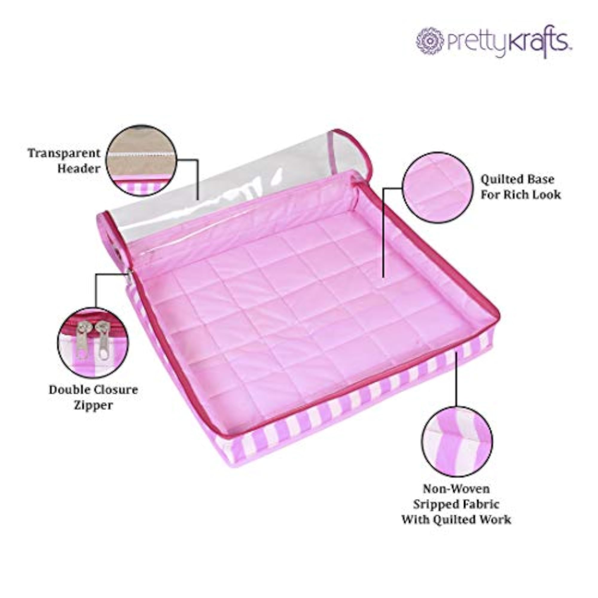 Transparent Saree Cover Bag with Stainless Steel Zip Lock