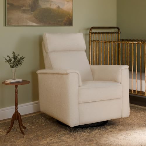 Image of Namesake Willa Plus Power Recliner Glider, Performance Ivory Boucle | GREENGUARD Certified Recliner w / 270 Swivel - Built-in USB Charging Port w / Adjustable Headrest - Water & Stain Resistant