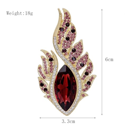 Image of Rhinestone Feather Brooches for Women Men,Vintage Animal Peacock Pin Gold /Silver /Blue / Crystal Diamond Lapel Pins Fashion Enamel Feather Leaf Brooch Elegant Dress Coat Pin Decor Wedding Christmas Birthday Jewelry