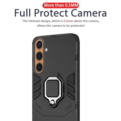 Image of Pikkme Samsung Galaxy S24 5G Back Cover | D5 Tough Armor Bumper | 360 Protection Case | Ring Holder Stand Case for Samsung Galaxy S24 5G (Black)