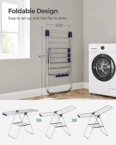 SONGMICS Clothes Drying Rack, Foldable Space-Saving Steel Laundry Rack - Image 4