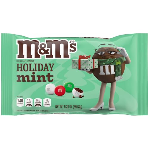 M&M'S Holiday Mint Chocolate Christmas Candy Assortment, 9.2 oz Bag