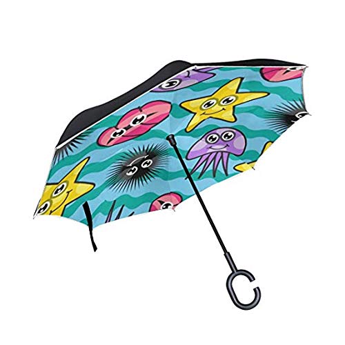 Parapluie inversé de golf anti-vent fini les sièges mouillés avec poignée en C