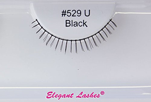 Miniatura 2 de Pestañas postizas negras #529 (paquete de docena profesional, 12 pares), cabello 100% humano extra corto debajo de las pestañas para pestañas