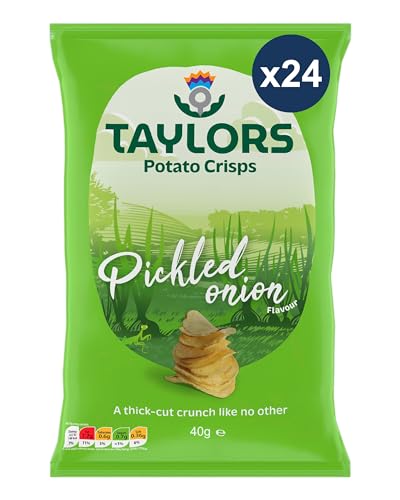 Straight Cut Crisps Multipack by Taylors Snacks | Pickled Onion Crisps | Thick Cut, Bold Flavour | 24 x 40g Crisps Individual Bags