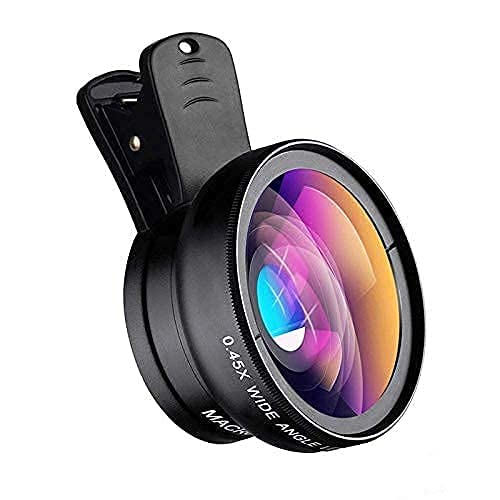 CX1 Mobile Camera Lens, 2 in 1 Super Wide Angle & Macro Lens Kit for TikTok, Vlog, YouTube, Reels - Compatible with All Smartphones (Black)