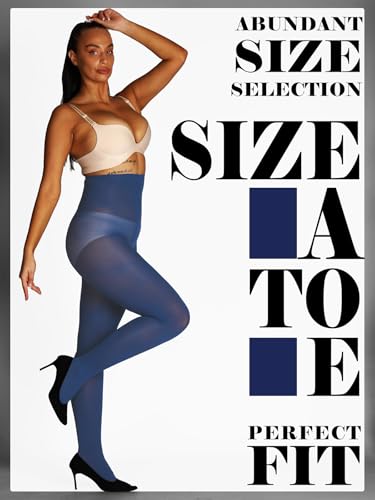 Image of HONENNA Semi Opaque Silky Women Pantyhose Tights, 20+ Colors Invisibly Toe Reinforced 60 Den Size A-E