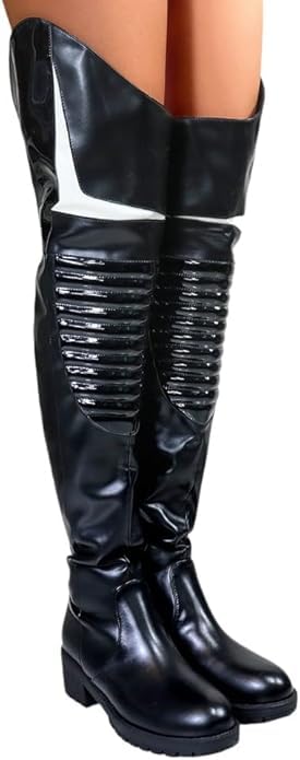 Liliana Women's Norris-1 Round Toe Motersport Over The Knee High Boot2
