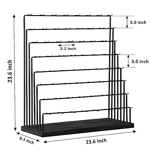 DGWJSU Earring Display Stands for Selling, Earring Rack Display Holder Stand, Jewelry Display for Selling Earring Cards, Bracelets, Hair Accessories, Rings, Necklaces (Black Wood, Large Size)