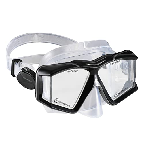 U.s. Divers Sideview Adult Snorkel Mask - 180-Degree Full Underwater Vision, Leak-Free Silicone Face Skirt, Easy-Adjust Mask Buckles - Pro Series | Unisex Adult, Black/Silver #TOP30
