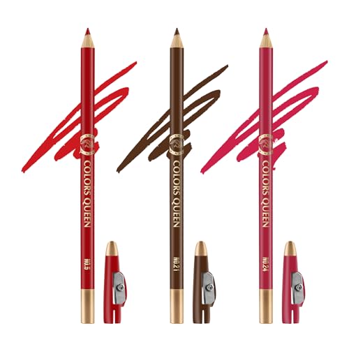 Colors Queen Matte Lip Liner Pencil Combo Pack of 3 | Non Transfer Formula For Professional Makeup | Lip Liner Pencil Waterproof (Pack of 3 Combo 5)