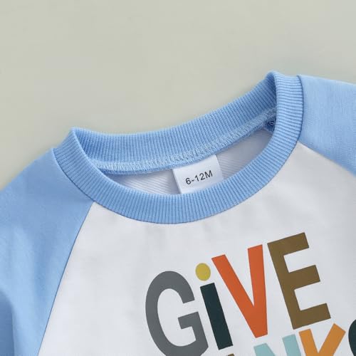 Baby Boy Fall Clothes Toddler Thanksgiving Outfit Letter Color Block Long Sleeve Sweatshirt + Joggers Pant Set4