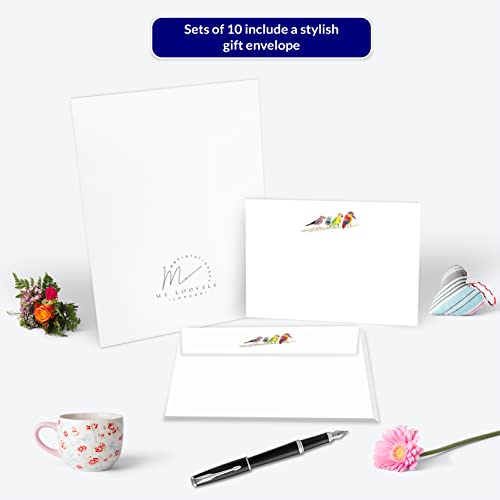 Me Loovely Birds Flat Notecard and Envelopes Sets A6 Size Blank Greeting Cards Stationery Writing Supplies Correspondence Notecard Set (Pack of 10 Letters with Envelopes Supplied in a Gift Envelope) - Image 3