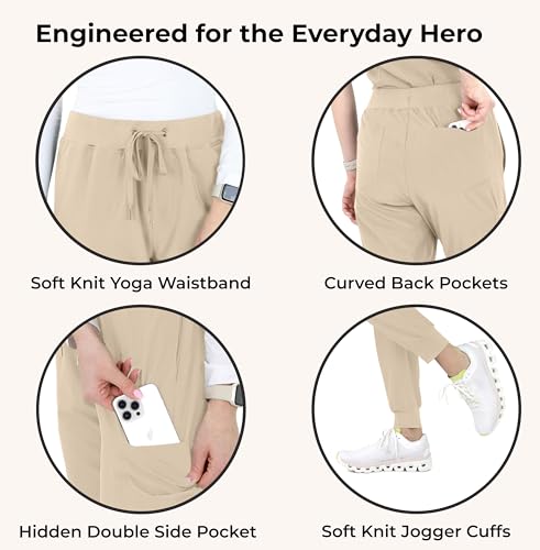 Image of READY SET SCRUBS - Scrub Pants for Women - 2 Pack - Cargo Jogger Pants Set with 8 Pockets - Yoga Waistband - Soft & Stretchy
