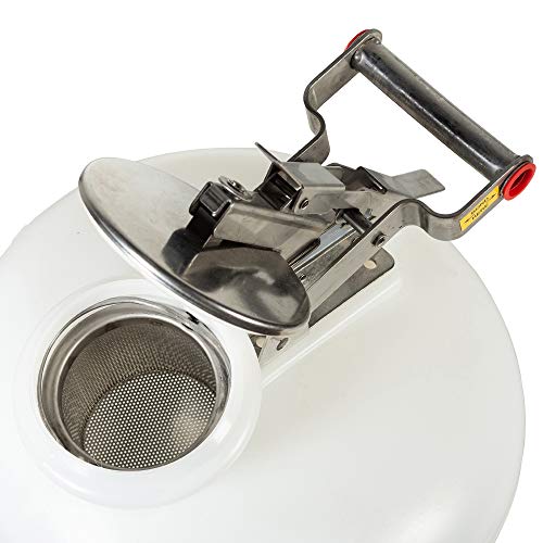 Image of Justrite 12772 5 Gallon Capacity, 12.0 inch OD x 20 inch HT Laboratory Faucet Premium White Translucent Polyethylene Safety Can
