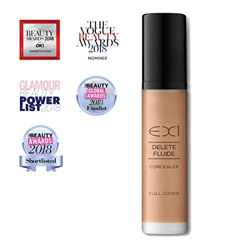 EX1 Cosmetics Delete Fluide Full Coverage Liquid Concealer Makeup Shade 3.5- Vegan, Oil free with Ultra-Blendable Formula for Seamless Finish