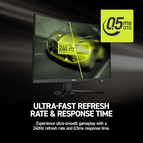 MSI MAG 275CF X24 Moniteur de jeu 27" 1920 x 1080 FHD 240 Hz synchronisation adaptative compatible HDR HDMI port VGA montage VESA inclinaison châssis fin 4 côtés 0 5 ms - vue 4