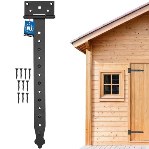 Kotarbau – Charnière à penture droite de 100 à 400 mm – Pour volet, porte, portail, ferrure de jardin – Avec revêtement thermolaqué, noir