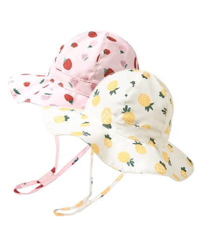 Image of FURTALK Baby Girl Sun Hat Summer Beach Hats with UPF50+ Sun Protection Wide Brim Toddler Sun Hat Cap