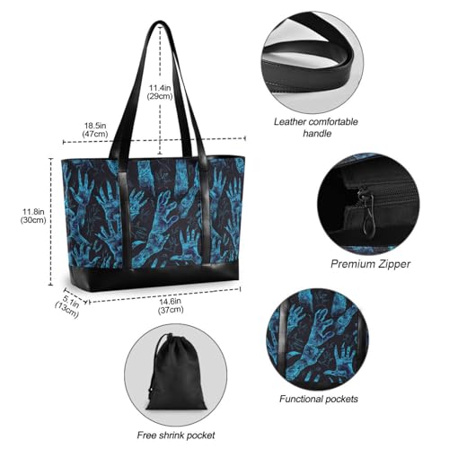 KLL Blue Hands Reaching Out classy laptop case for women with zipper work tote bags Large Handbag for women work with lunch maletin ejecutivo para mujer4