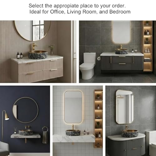 Image of BASSINO 16x16x6 Inches Artificial Stone Table Top Washbasin /Premium Counter Top Wash Basin Matte Black-Bronze with Stone Textured /Modern Rock Basin for Home-Hotel /Designer Round Shape Sink(Matt)