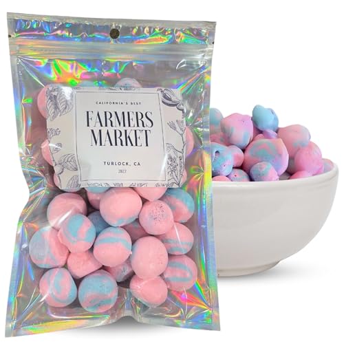 Farmers Market Cotton Candy Taffy - Blue And Pink, Freeze-Dried Freshness, Fluffy, Soft Texture - Whipped Cotton Candy Taffy, (2 oz)