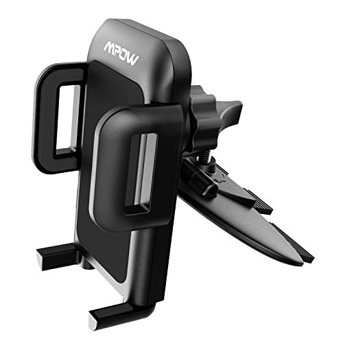 Mpow® Soporte Movil Coche CD, Soporte Móvil Coche Giratorio de 360 Grados, Soporte Movil para Coche para el iPhone X 8 7 7 plus 6S 6, Samsung Galaxy S8 S9 Note 4 3 2, Huawei, Xiaomi, MP3, GPS, ect.