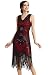 BABEYOND Women's Flapper Dresses 1920s V Neck Beaded Fringed Great Gatsby Dress (Medium, Red)