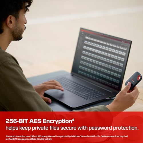 Image of SANDISK 1TB Extreme Portable SSD (New Model) - up to 2000MB /s Transfer speeds, USB Type-C connectivity, Reliable Durability - Black - SDSSDE70-1T00-G25