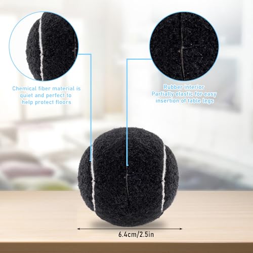 24 Pcs Tennis Balls for Furniture Legs, Non-Slip Chair & Desk Leg Floor Protectors, Precut Tennis Balls Furniture Foot Covers for Hardwood Floors, Reduce Noise and Scratches (Black) - Image 3