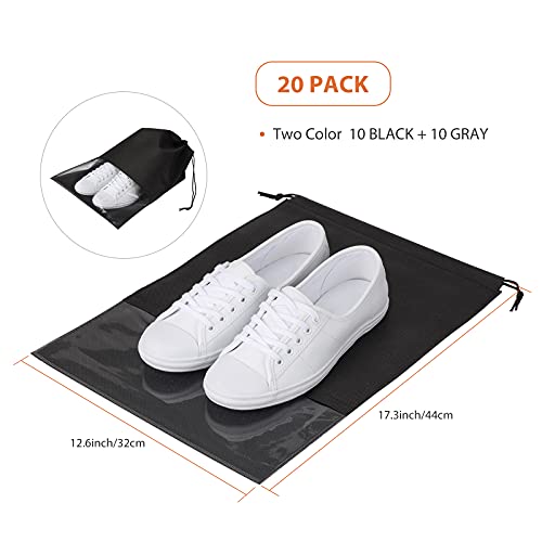 20PCS Shoe Bags for Travel, Hezelf Large Shoes Pouch Packing Organizers, Portable Shoe Bag for Storage Clear Window with… - Image 3