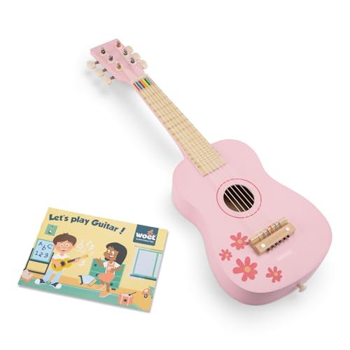 New Classic Toys Toys 10348 Guitarra para niños (NCT 0348) (Importado), Color rosa con Notas Musicales