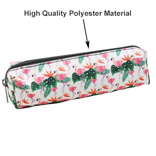 Image of Maydahui 2 PCS Large Capacity Polyester Pencil Case Flamingo Palm Leaves Flower Style Pen Pouch Holder Storage Bag Organizer Box Makeup Pouch Cosmetic Bag for Women Party Travel