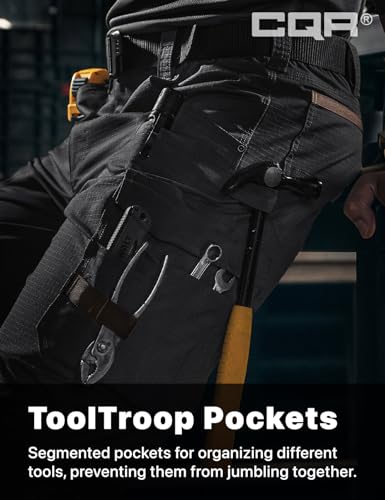 Image of CQR Men's Quick Dry Work Pants, Water Resistant Outdoor Tactical Pants, Lightweight Stretch Cargo Hiking Pants