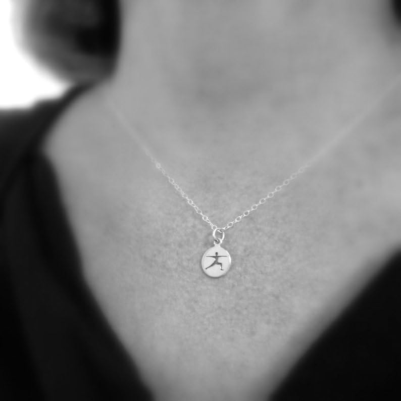 Collar de plata de ley 925 con pose de guerrero y cadena de 45 cm para joyería zen 3