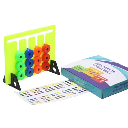 Image of Plastic Color & Pattern Matching Game for Kids - Slide Puzzle, Color Stacker & Shape Sorter Educational Learning Toy for 1-3 Year Old Boys & Girls