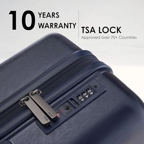Image of Rare Tony Medium Size Blue Hard Trolley Bag Polycarbonate Antiscratch Travel Suitcase with 8 Silent Wheels and a Sturdy TSA Lock - Luggage for Men & Women