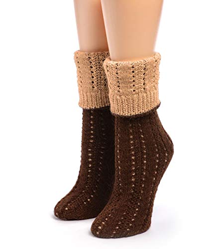 WARRIOR ALPACA SOCKS - Women's Reversible Hand Knit 100% Alpaca Wool Socks - Crew Height