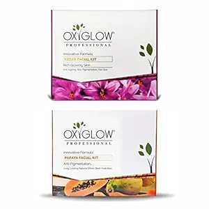 Kesar Fairness Glow Facial Kit 260 Gm & OxyGlow Herbals Papaya Facial Kit 260 Gm (Combo Pack)