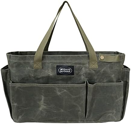 Portable Garden Tool Storage Bag,Waxed Canvas Firewood Carrier To...