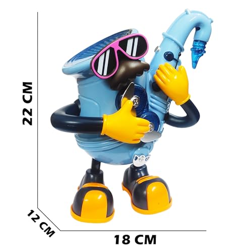Image of VGRASSP Musical Dancing Mr Rock Saxophone Toy for Kids with 3D Light Effects and Cool Music, Battery Operated Dancing Robot Toy, Interactive Air Blowing Saxophone Simulation Toy, Multicolor