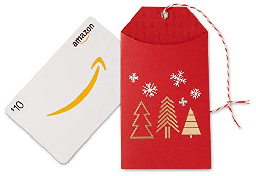Amazon.com $10 Gift Card in a Red Holiday Gift Tag