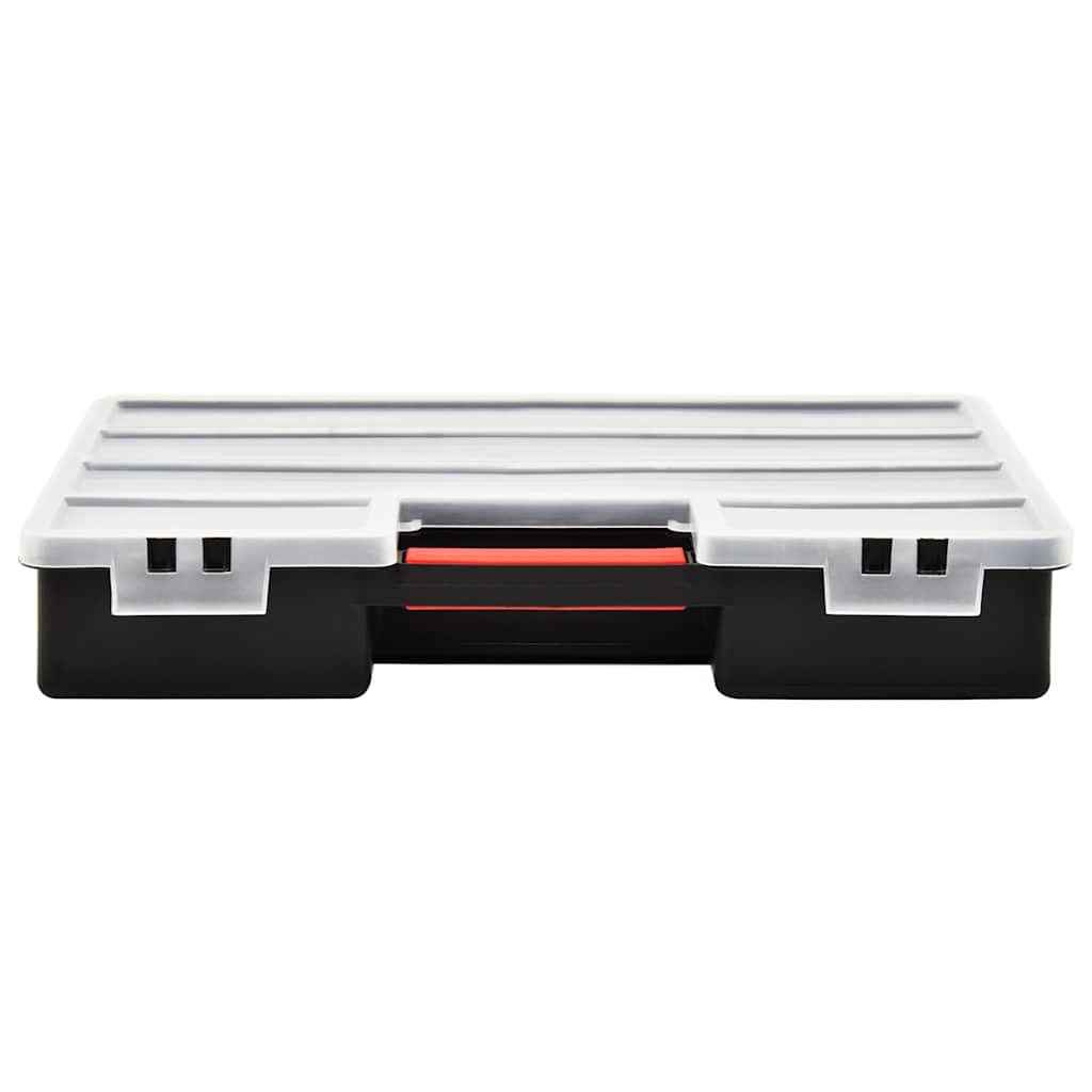 Cajas surtidas 2 unidades con divisores ajustables, 460 x 325 x 80 mm, plástico, organizador para tornillos, piezas pequeñas, caja de herramientas con asa