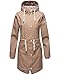 Navahoo Damen Übergangsjacke Regenmantel wasserdichte lange Regenjacke mit verstellbarer Kapuze und geschweißten Nähten Tropical Stormoo Taupe Gr. M
