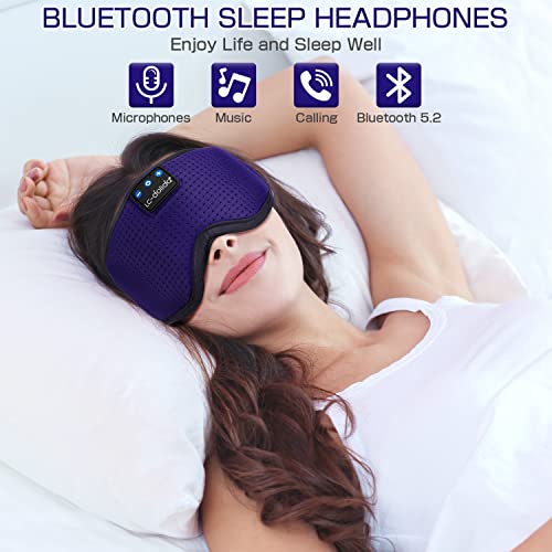 Image of LC-dolida Sleep Headphones, Sleep Mask Bluetooth Wireless Music Eye Mask, Sleeping Headphones for Side Sleepers Sleep Mask with Bluetooth Headphones Ultra-Thin Stereo Speakers Perfect for Sleeping