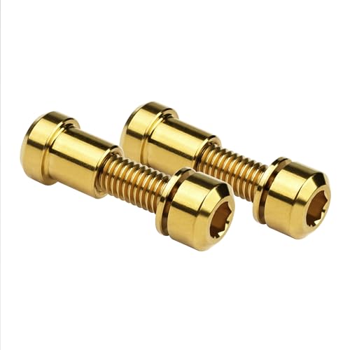 SUNCN チタンボルト M5x16 18 20mm ワッシャー付き 六角頭ねじ チタン製円筒ナット 自転車ステム前フォークロック用 1セットあたり2個 (ゴールド, M5x18mm、スクエア頭が)