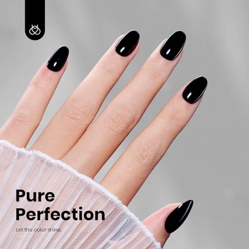 Image of Beetles Black Gel Polish - Silent Charm Audrey Black Color HEMA-Free Gel Polish, 15ML Full Size Long-Lasting Soak Off UV LED Glossy Manicure for DIY Fall Nails Art